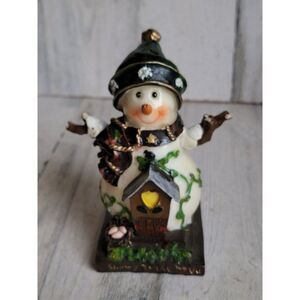 Jubilee Snowman birdhouse mini snowy to the World figure Xmas home decor